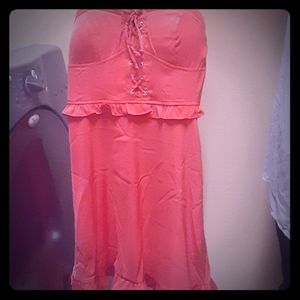 Salmon Lace up Dress